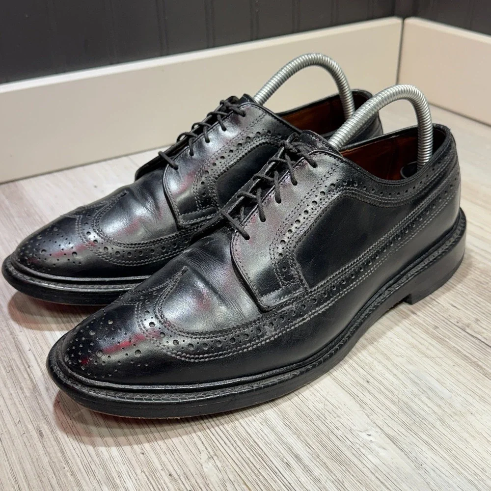 Allen Edmonds MacNeil Longwing Dress Shoe -‎ Mens 8.5D Smooth Black Leather